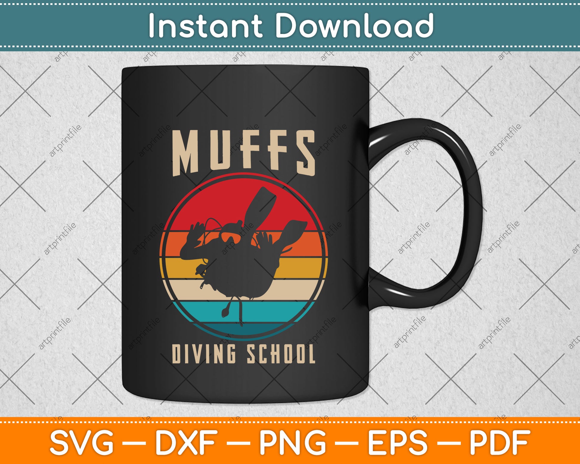 Muffs Diving School Vintage Funny Scuba Diver Svg Png Dxf Digital Cutting File