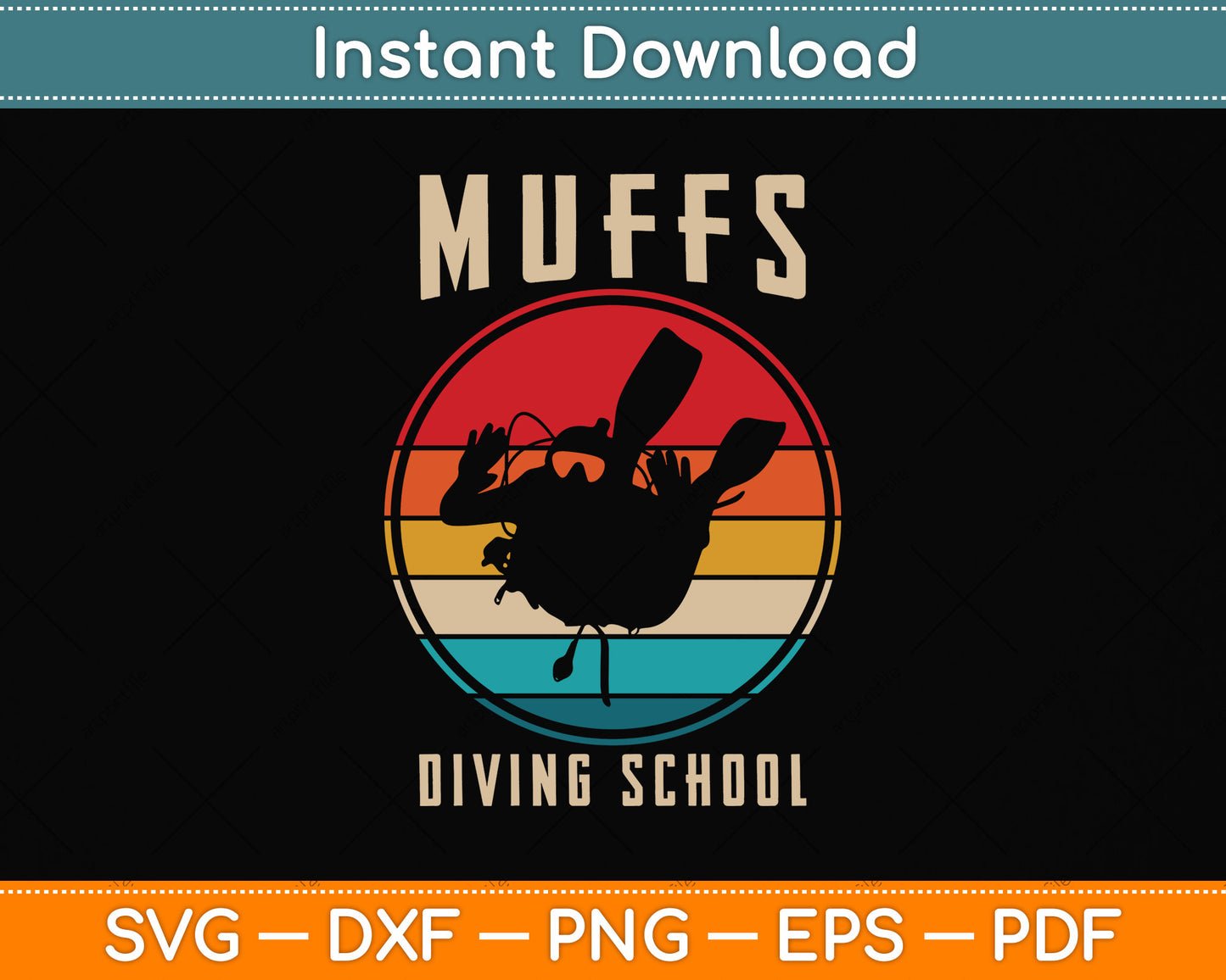 Muffs Diving School Vintage Funny Scuba Diver Svg Png Dxf Digital Cutting File