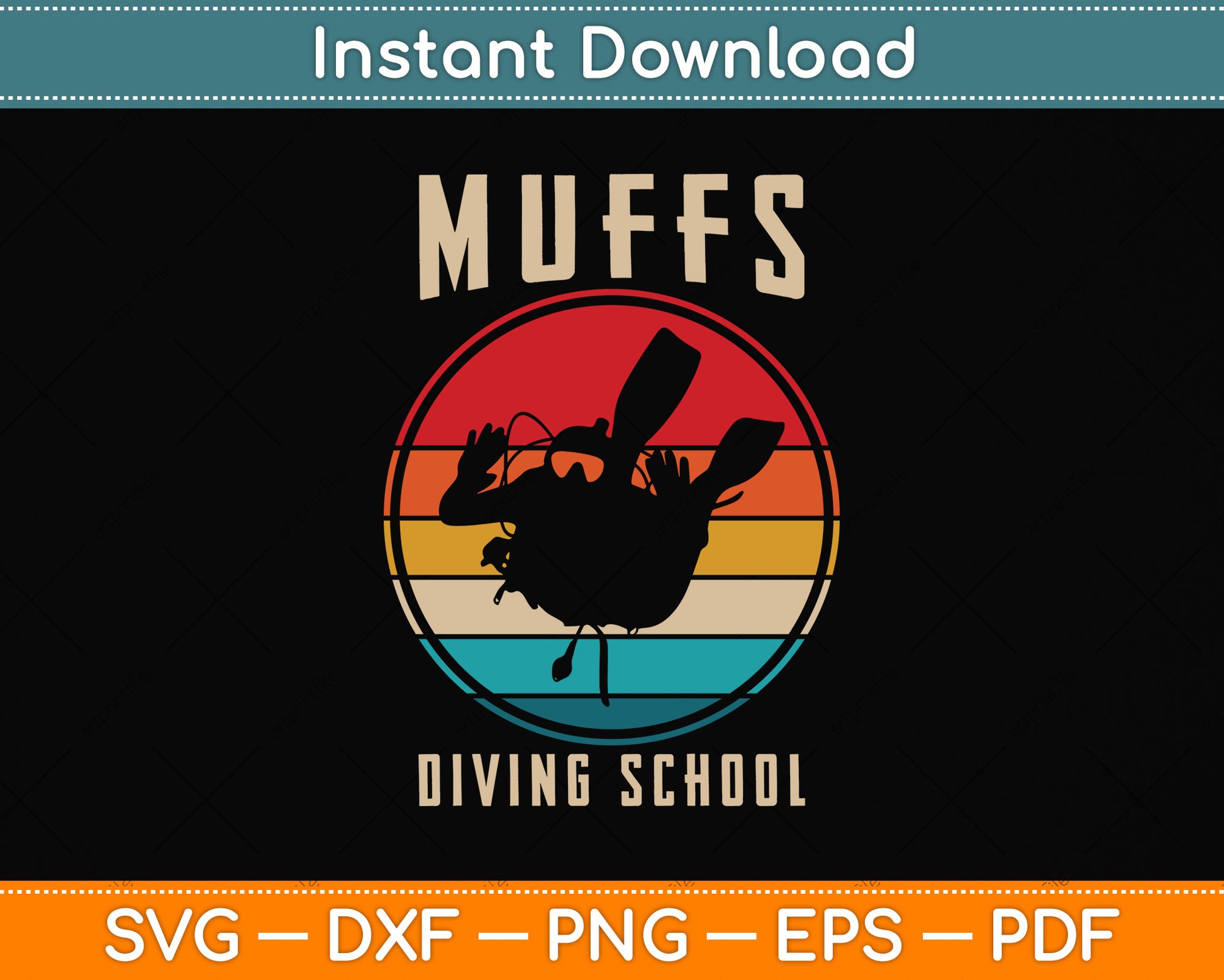 Muffs Diving School Vintage Funny Scuba Diver Svg Png Dxf Digital Cutting File