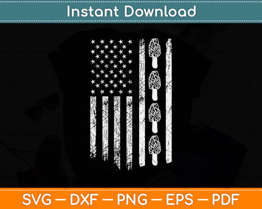 Mushroom USA Flag Morel Hunting Svg Png Dxf Digital Cutting File