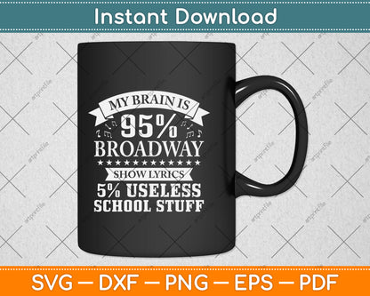 My Brain Is 95% Broadway Show Lyrics Musicals Actor Svg Png Dxf Digital Cutting File