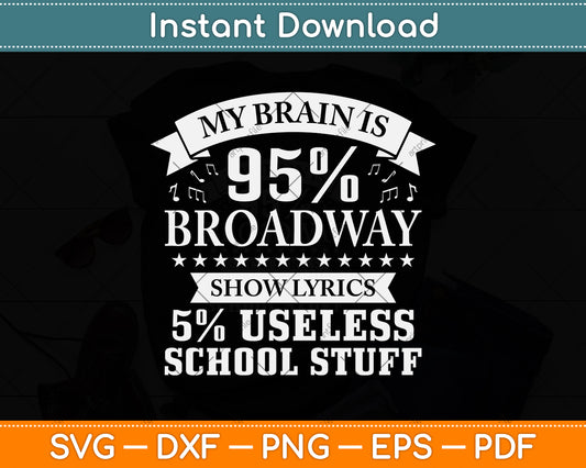 My Brain Is 95% Broadway Show Lyrics Musicals Actor Svg Png Dxf Digital Cutting File