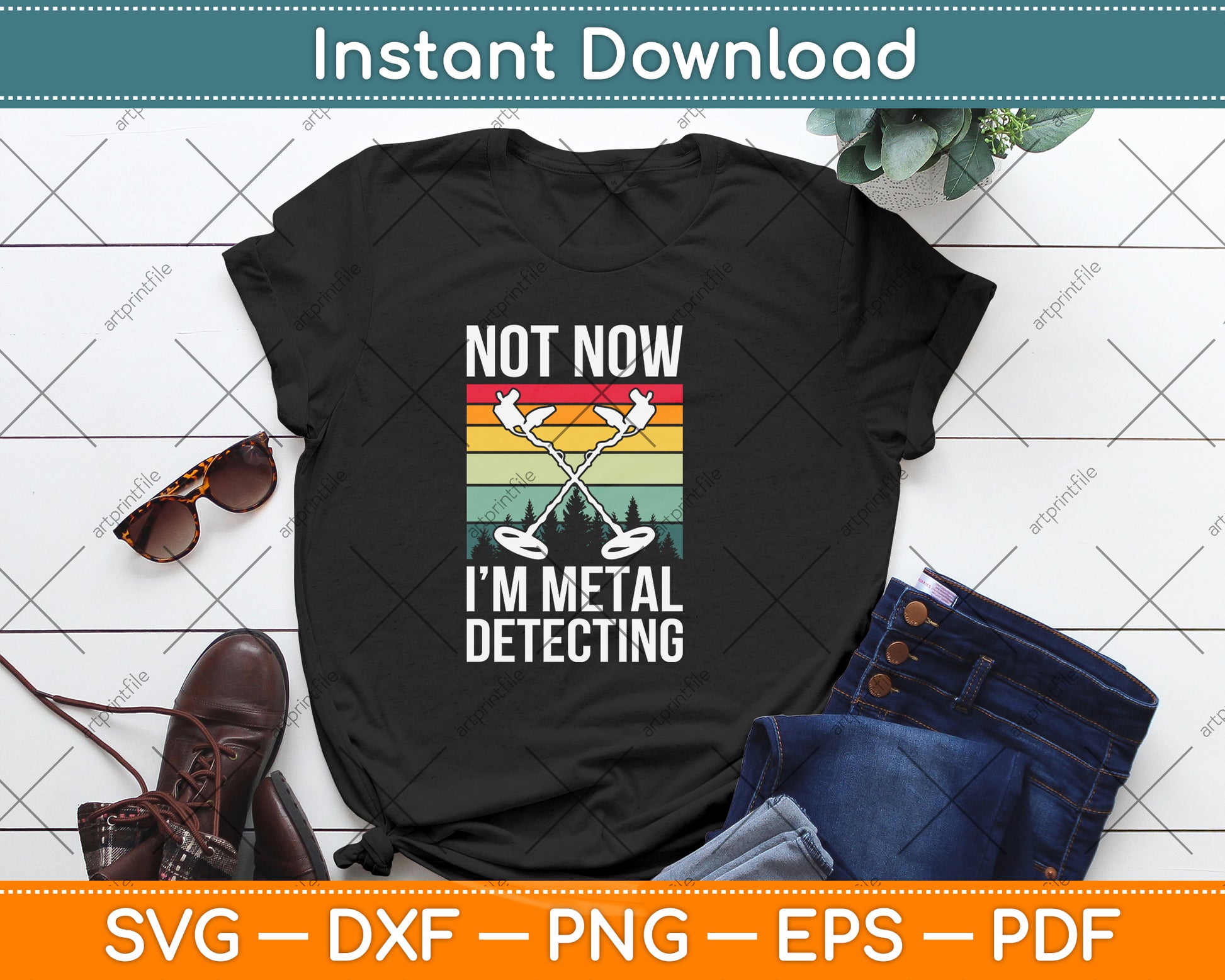 Not Now I’m Metal Detecting Svg Png Dxf Digital Cutting File