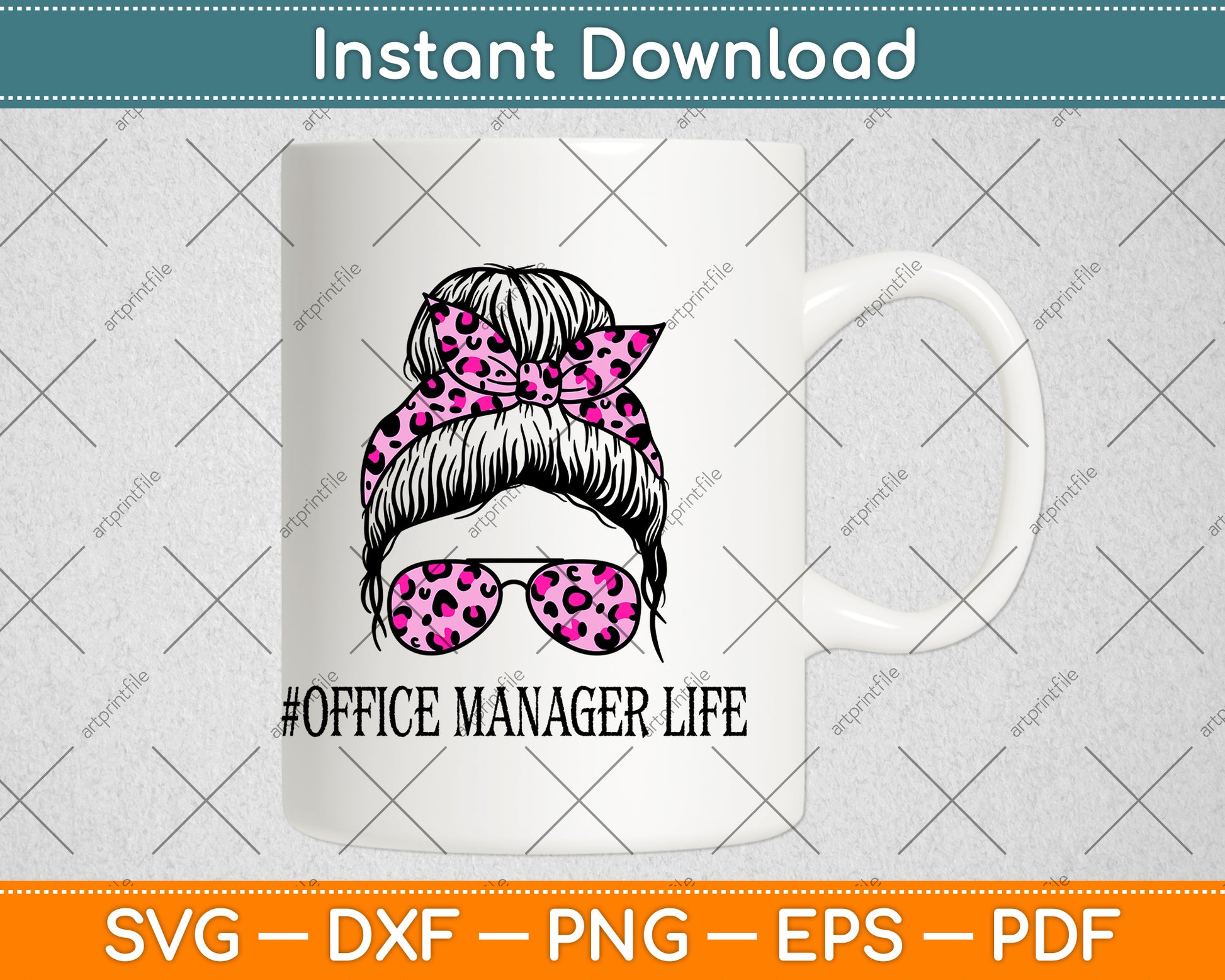 Office Manager Leopard Messy Bun Appreciation Back To School Svg File ...