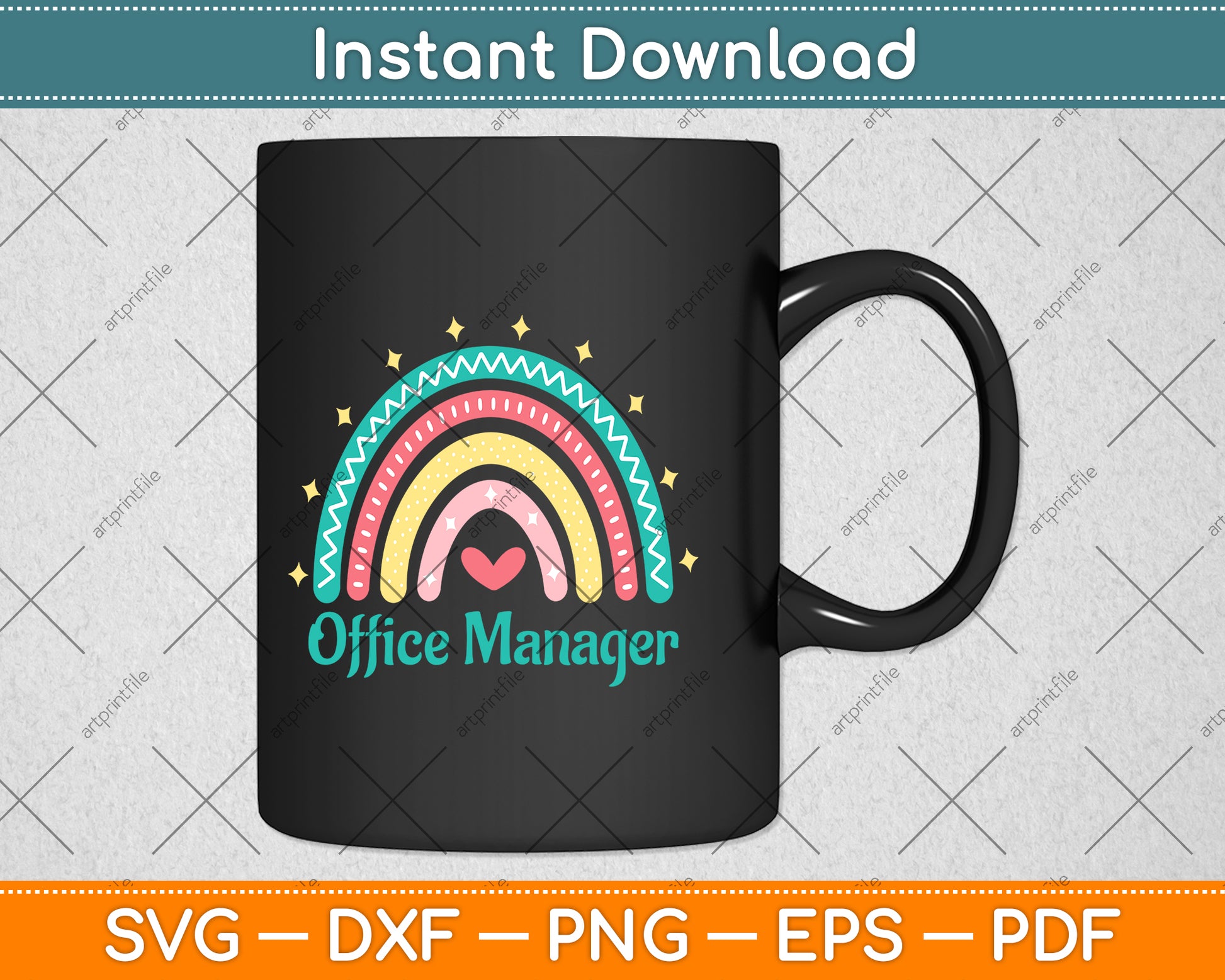 Office Manager Rainbow Back To School Svg Png Dxf Digital Cutting File