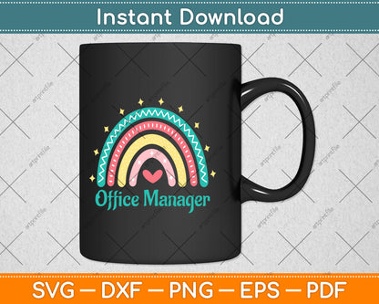 Office Manager Rainbow Back To School Svg Png Dxf Digital Cutting File