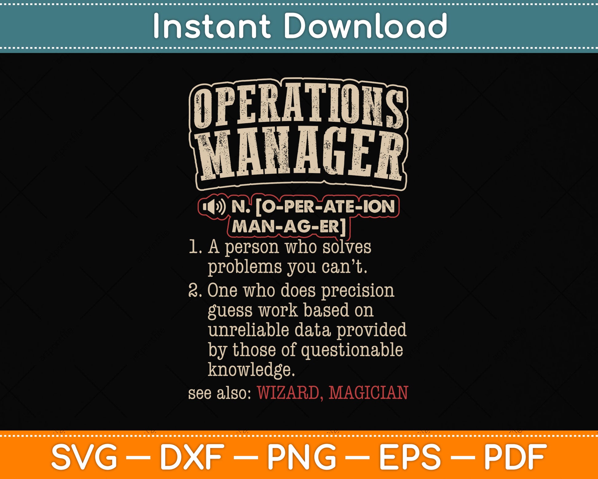 Operations Manager Funny Dictionary Definition Svg Png Dxf Digital Cutting File