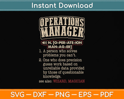 Operations Manager Funny Dictionary Definition Svg Png Dxf Digital Cutting File