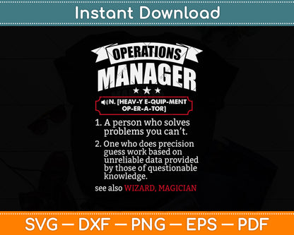 Operations Manager Funny Dictionary Definition Svg Png Dxf Digital Cutting File