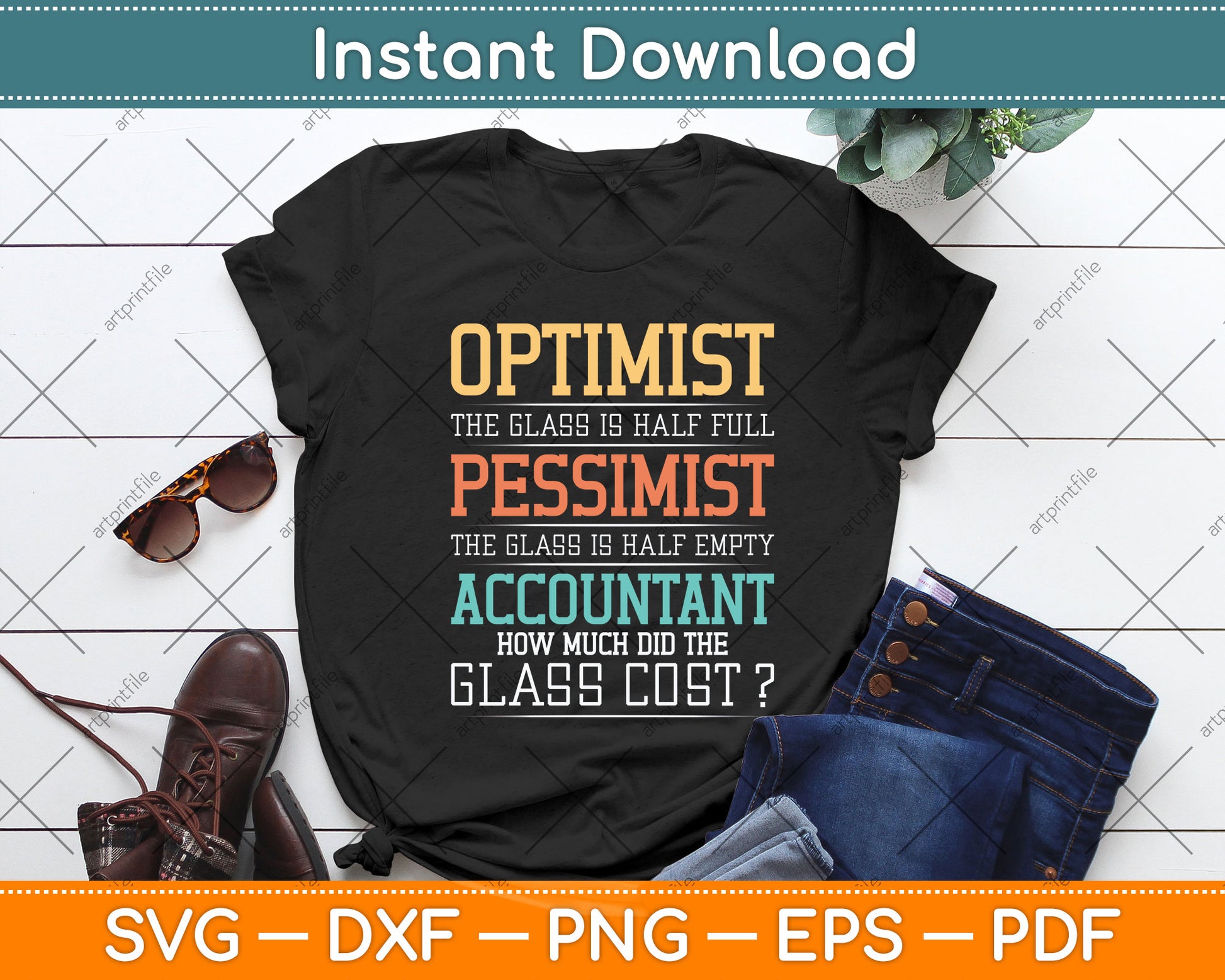 Optimist Accounting Public Accountant Bookkeeper Svg Png Dxf Digital Cutting File