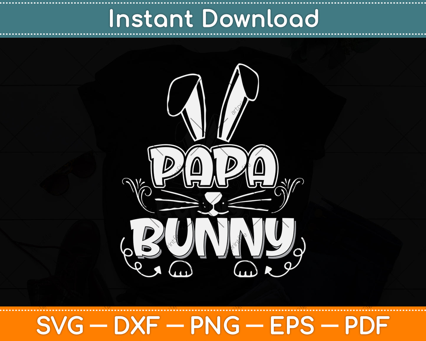 Papa Bunny Easter Svg Png Dxf Digital Cutting File