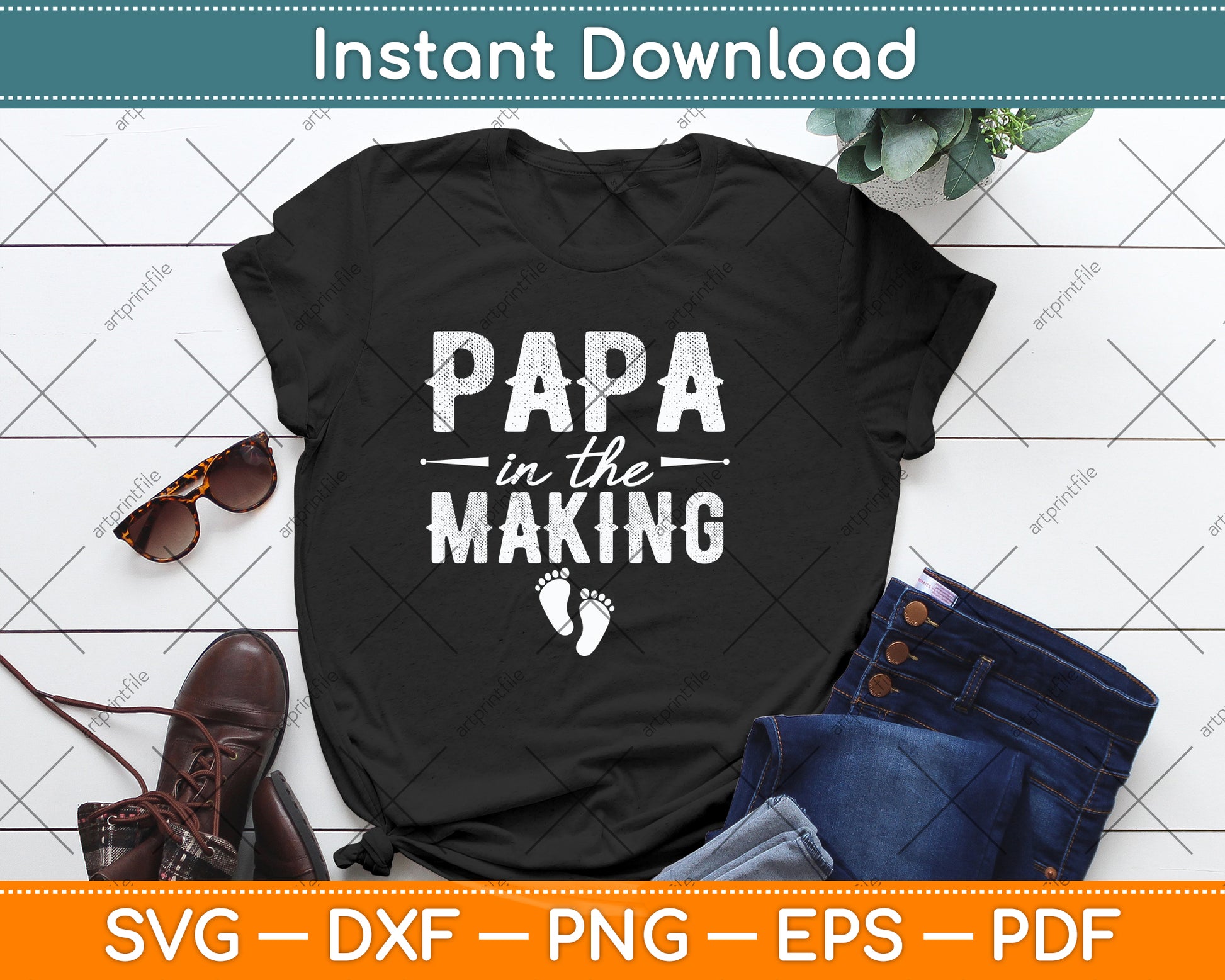 Papa In The Making Funny Soon To Be Papa Svg Png Dxf Digital Cutting File