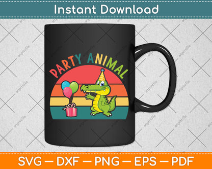 Party Animal Alligator Birthday Crocodile Svg Png Dxf Digital Cutting File