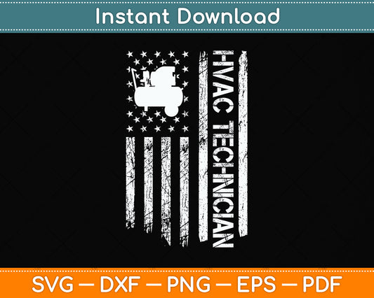 Patriotic HVAC Technician US Flag AC Repairman Svg Png Dxf Digital Cutting File