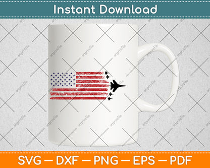 Patriotic Vintage American Flag F-16 Formation Svg Png Dxf Digital Cutting File