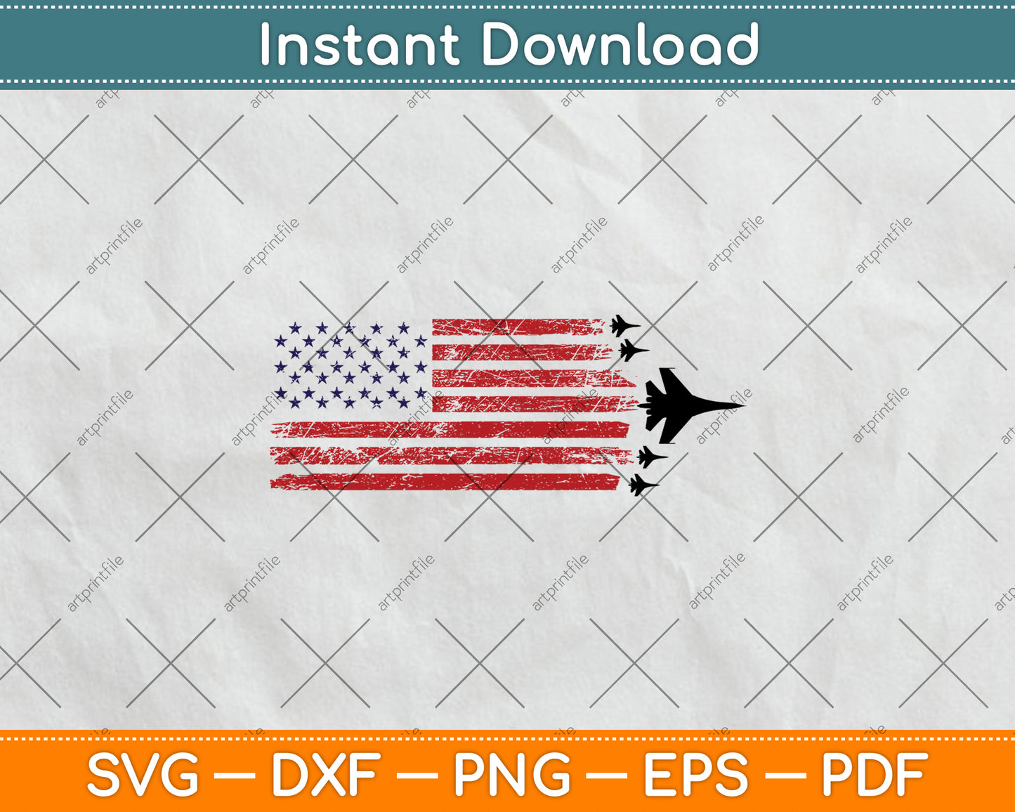 Patriotic Vintage American Flag F-16 Formation Svg Png Dxf Digital Cutting File