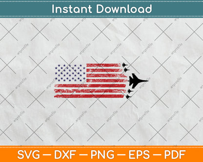 Patriotic Vintage American Flag F-16 Formation Svg Png Dxf Digital Cutting File