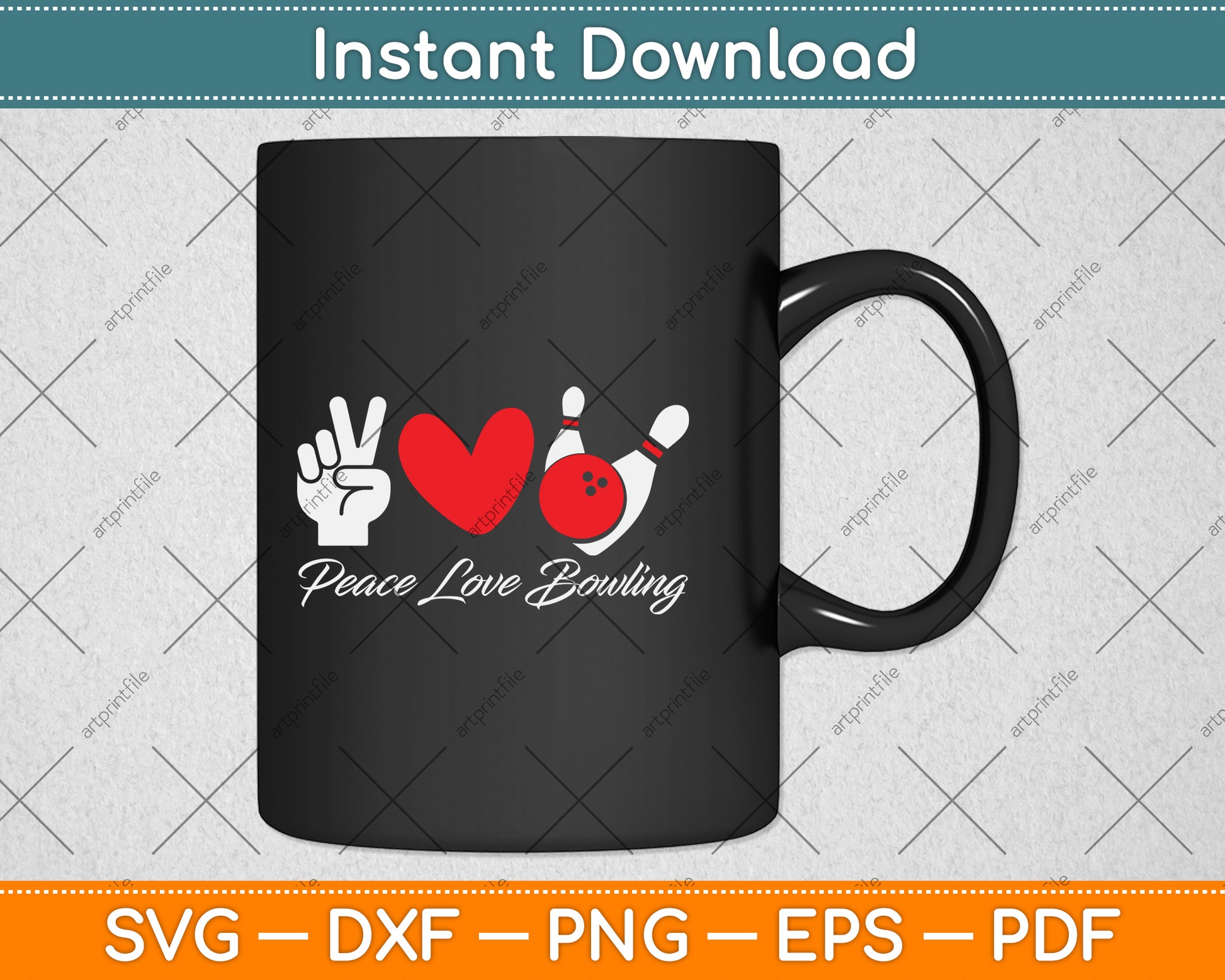 Peace Love Bowling Lover Svg Png Dxf Digital Cutting File