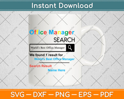 Personalized Office Manager Svg Png Dxf Digital Cutting File