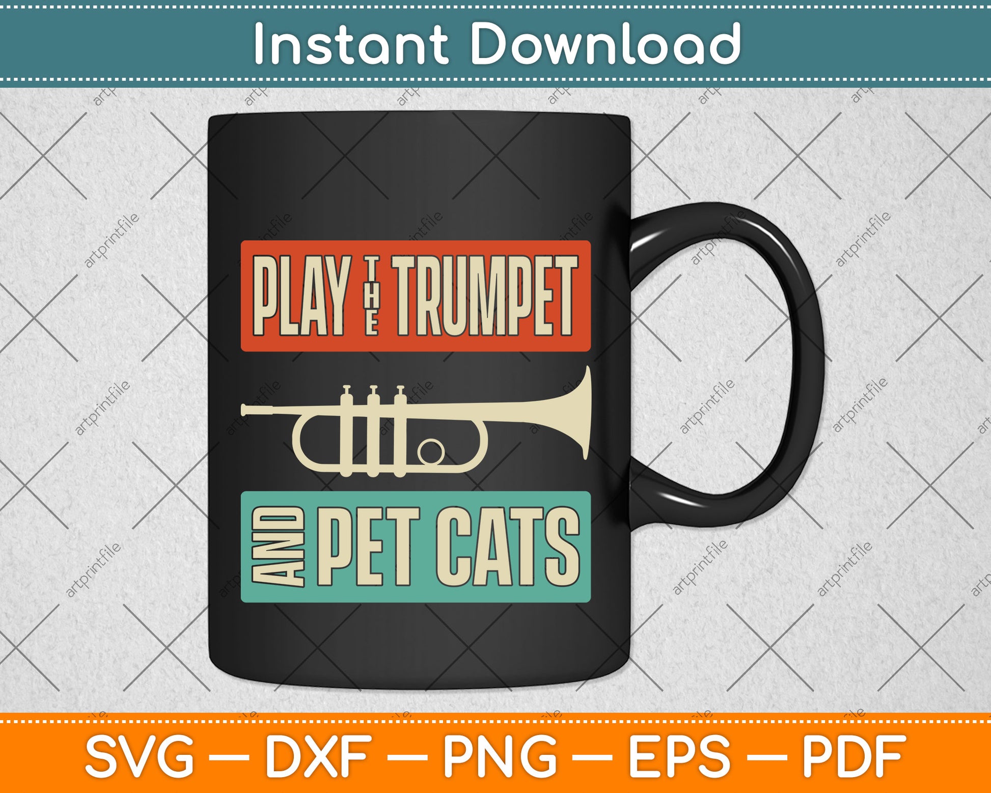 Play The Trumpet And Pet Cats Svg Png Dxf Digital Cutting File