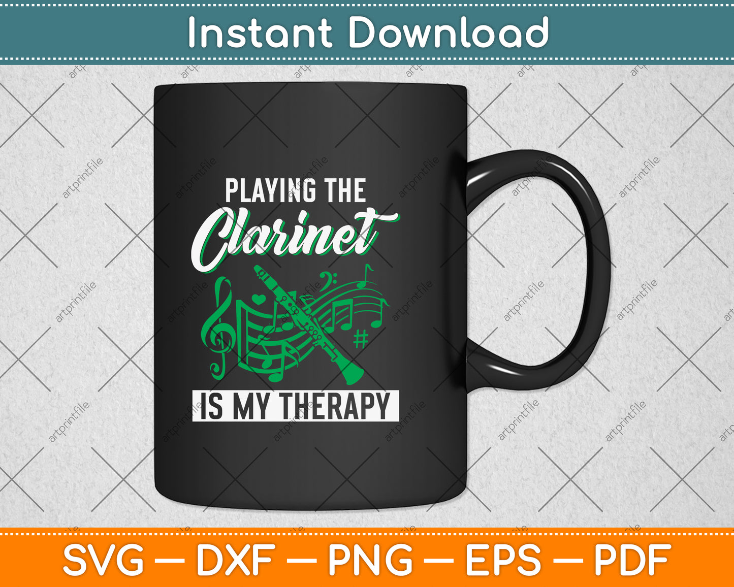 Playing The Clarinet Is My Therapy Funny Clarinet Svg Png Dxf Digital Cutting File