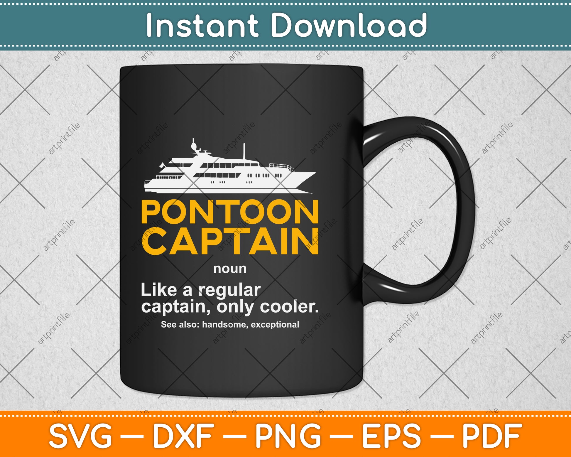 Pontoon Captain Definition - Funny Boat Svg Png Dxf Digital Cutting File