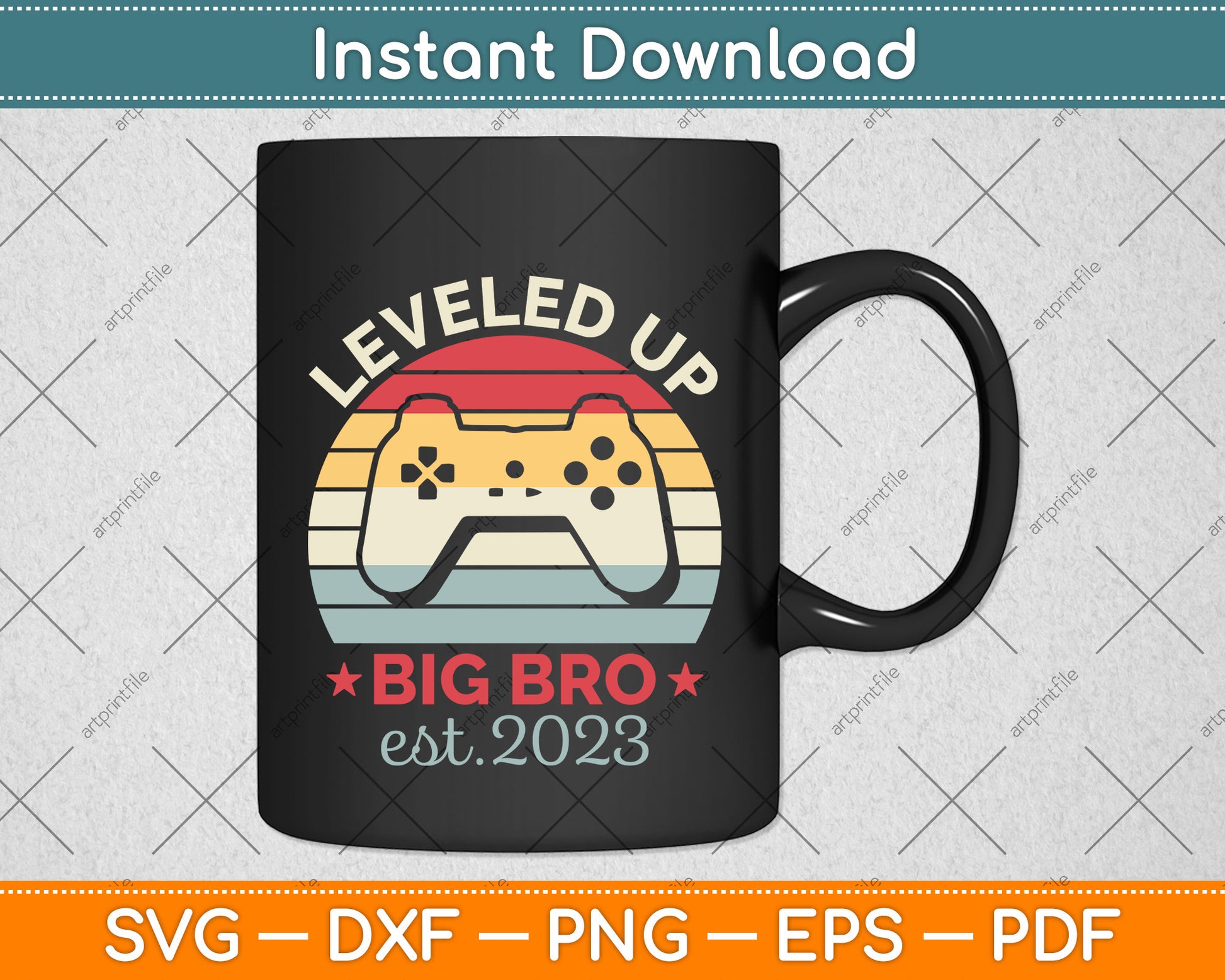 Promoted To Big Bro 2023 Vintage Leveled Up To Big Brother Svg Png Dxf Cutting File