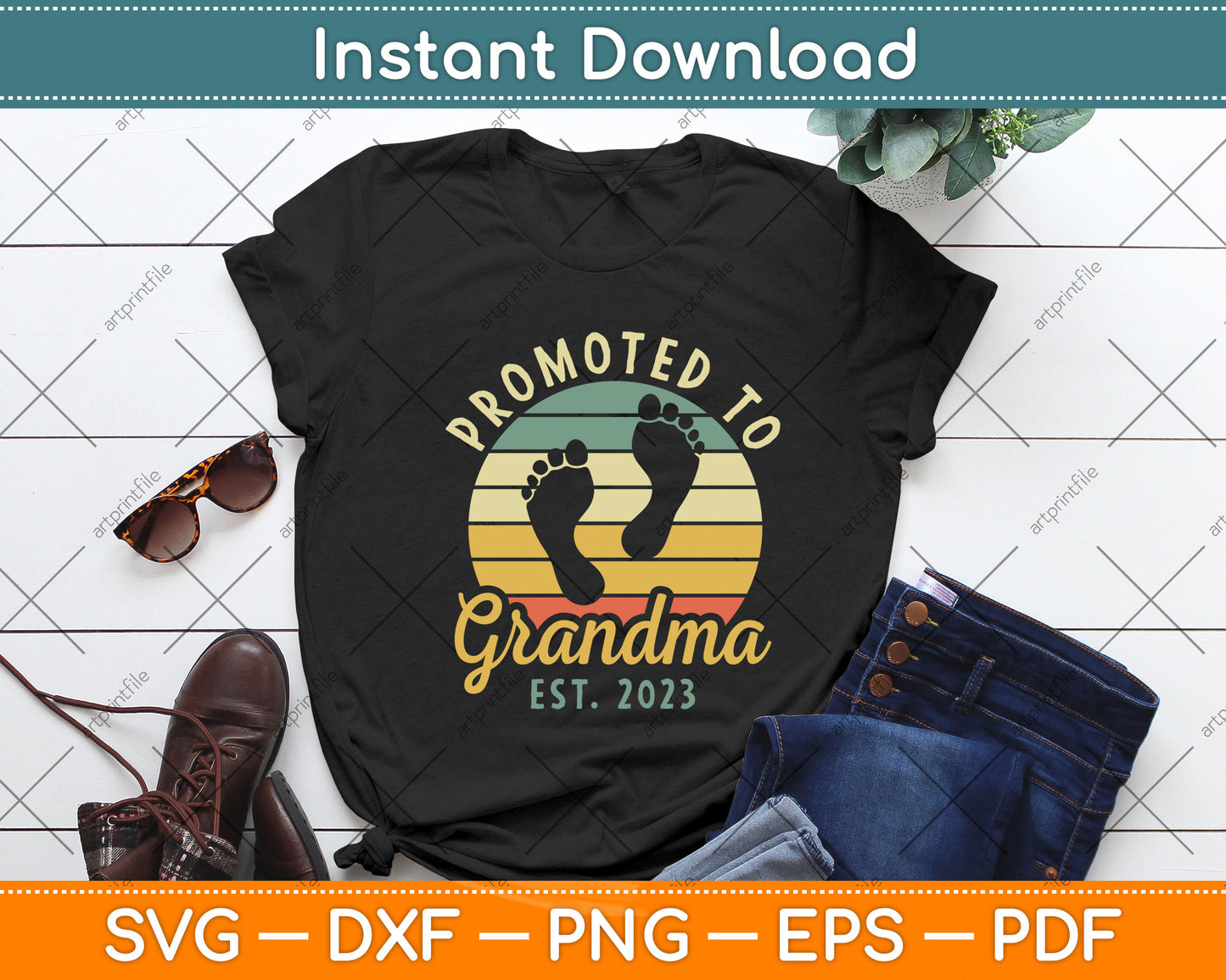 Promoted To Grandma Est 2023 Svg Png Dxf Digital Cutting File