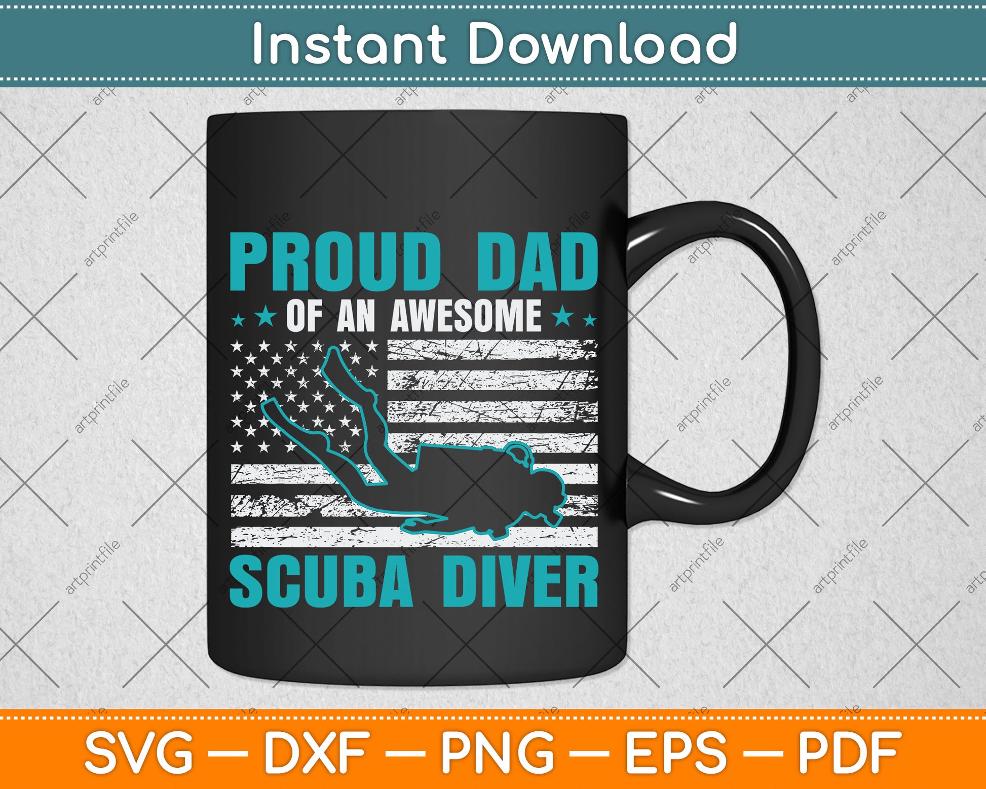 Proud Dad Of An Awesome Scuba Diver Svg Png Dxf Digital Cutting File