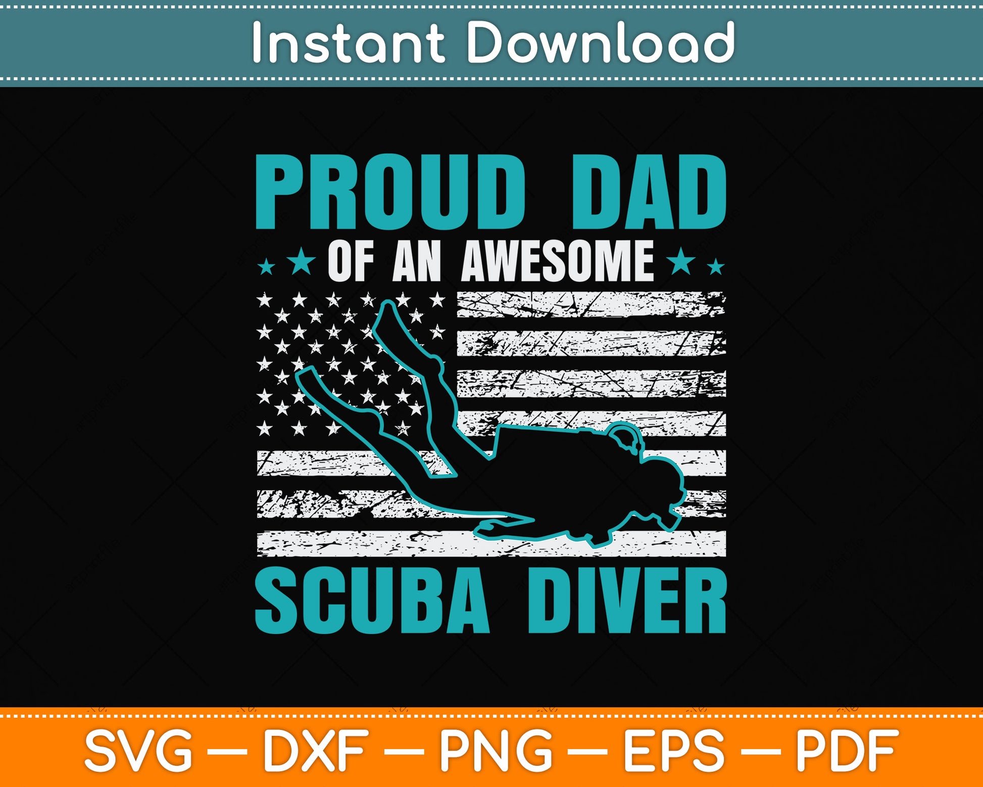 Proud Dad Of An Awesome Scuba Diver Svg Png Dxf Digital Cutting File