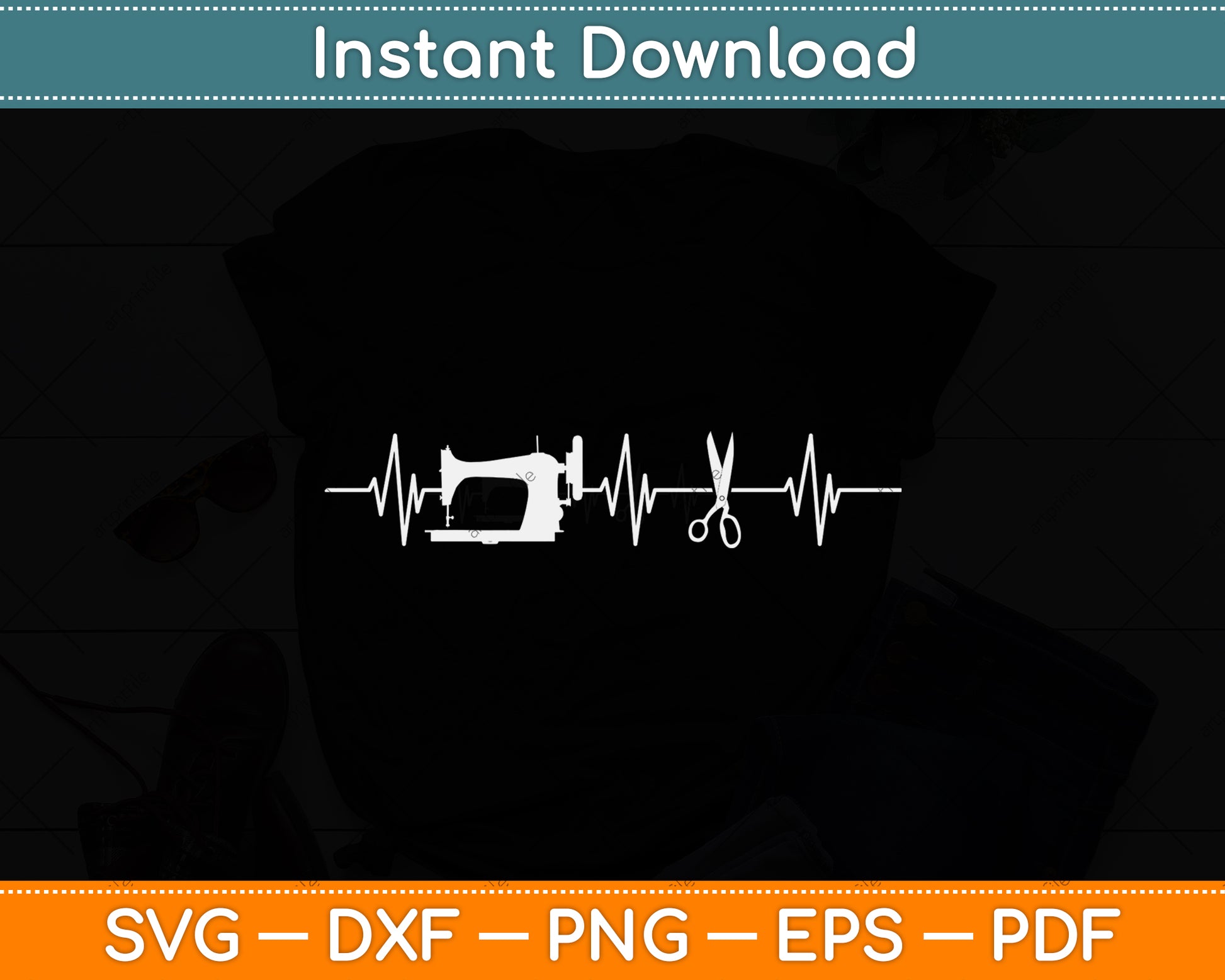 Quilter Sewing Heartbeat Svg Design Cutting File