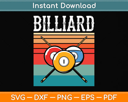 Retro Billiard Table 8-Ball Vintage Pool Snooker Players Svg Png Dxf Digital Cutting File
