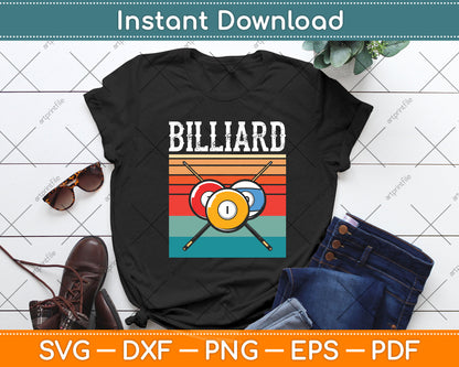 Retro Billiard Table 8-Ball Vintage Pool Snooker Players Svg Png Dxf Digital Cutting File