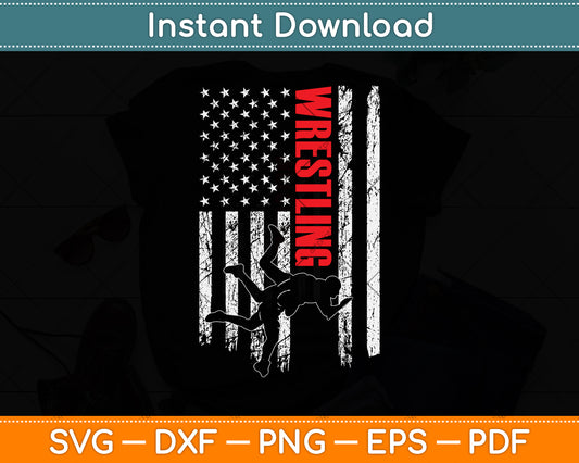 American Flag Retro Vintage Wrestling Svg Png Dxf Digital Cutting File