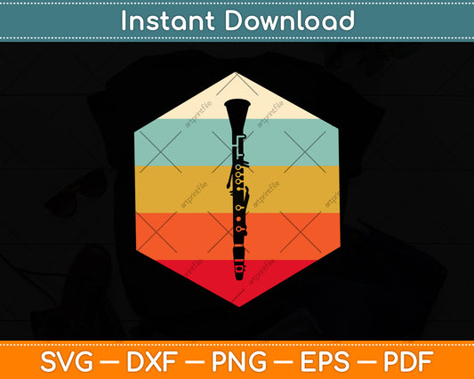 Retro Vintage Clarinetist Svg Png Dxf Digital Cutting File