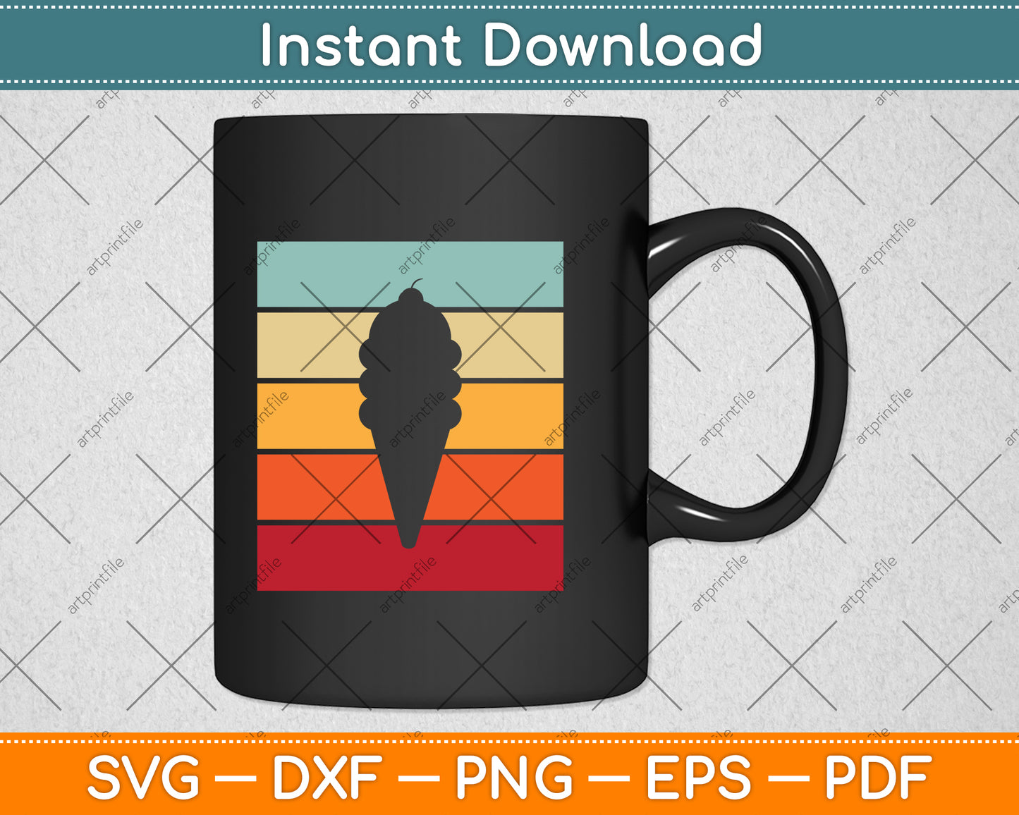 Retro Vintage Ice Cream Svg Png Dxf Digital Cutting File