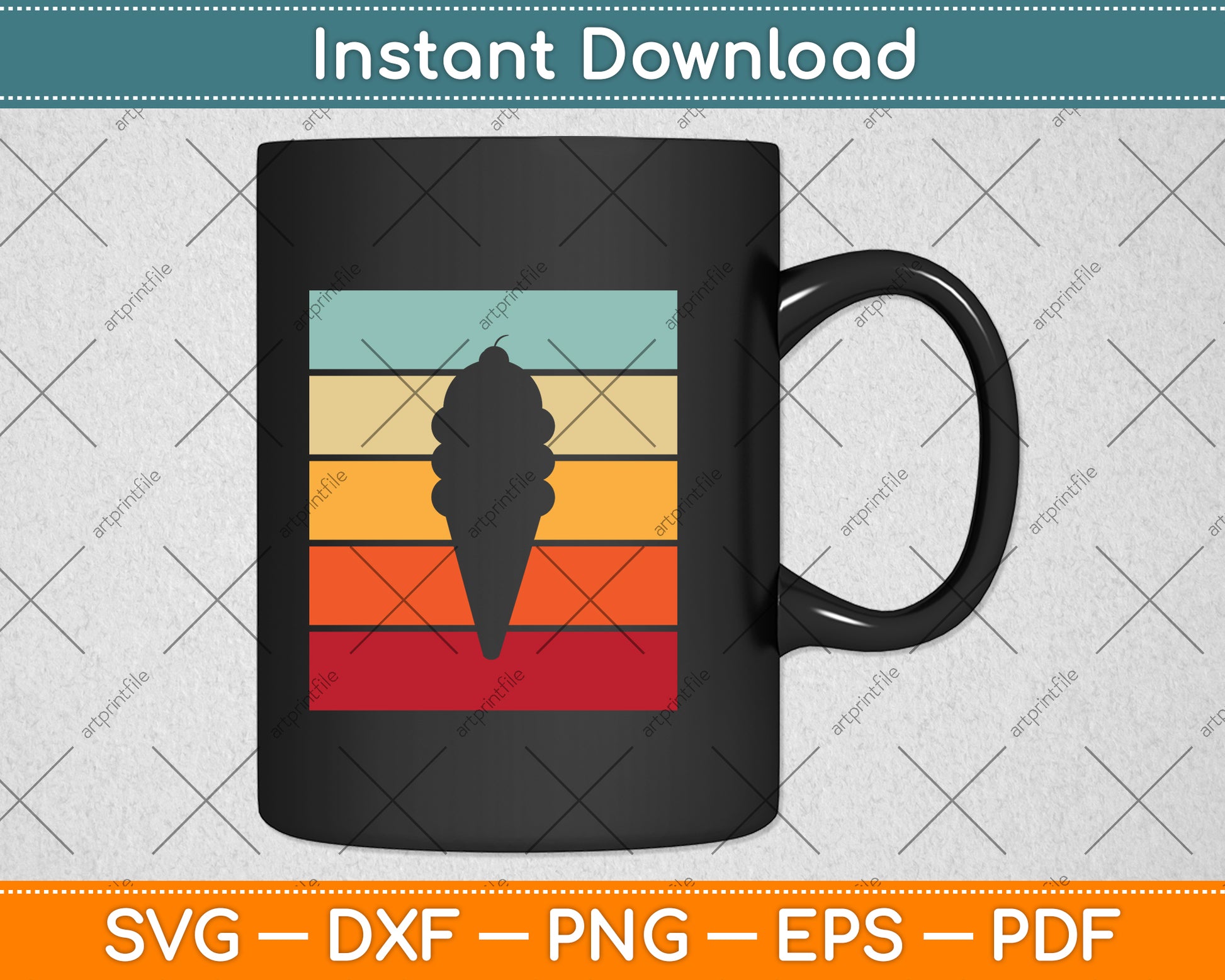 Retro Vintage Ice Cream Svg Png Dxf Digital Cutting File