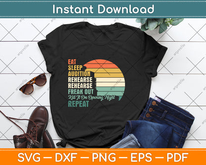 Retro Vintage Theater Geek Musical Life Eat Sleep Theatre Svg Png Dxf Cutting File
