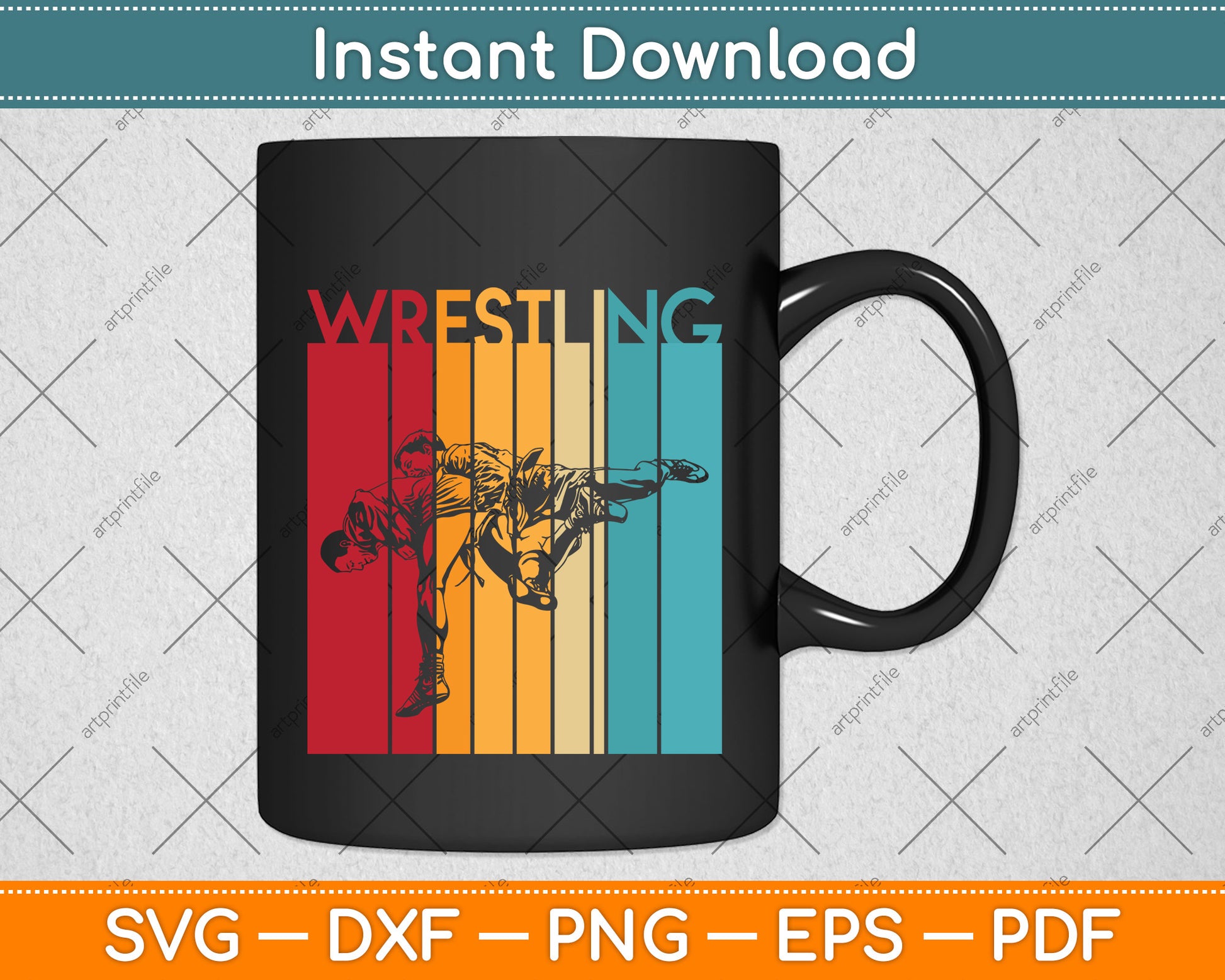 Retro Vintage Wrestling Player Svg Png Dxf Digital Cutting File
