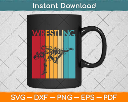 Retro Vintage Wrestling Player Svg Png Dxf Digital Cutting File