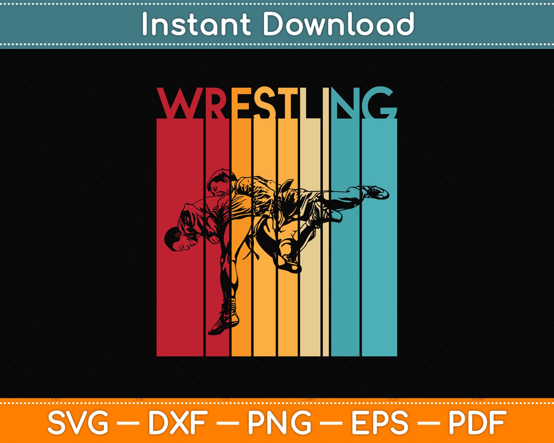 Retro Vintage Wrestling Player Svg Png Dxf Digital Cutting File