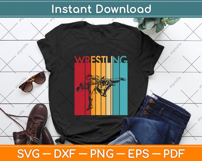 Retro Vintage Wrestling Player Svg Png Dxf Digital Cutting File