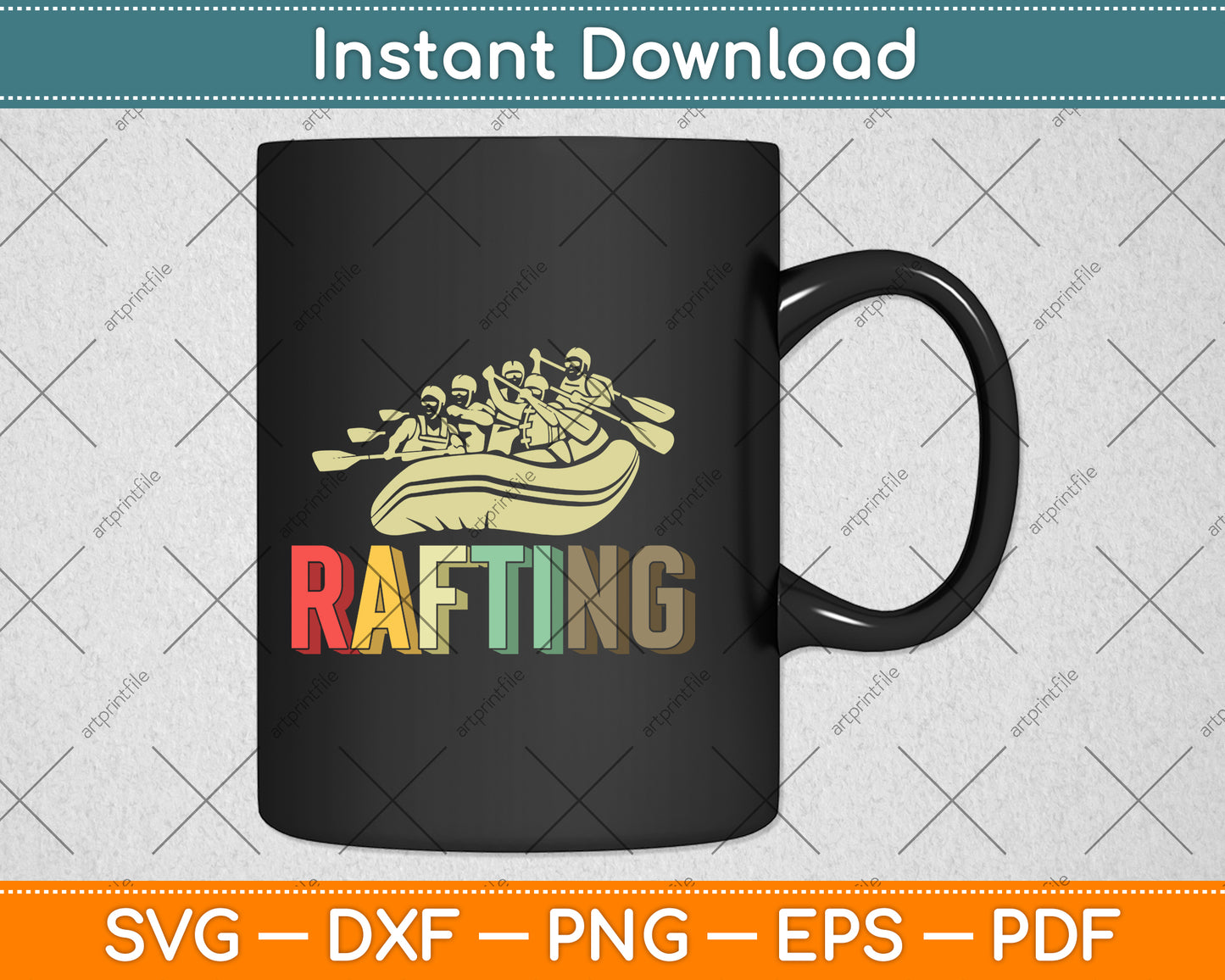 Retro Whitewater Rafting Svg Png Dxf Digital Cutting File