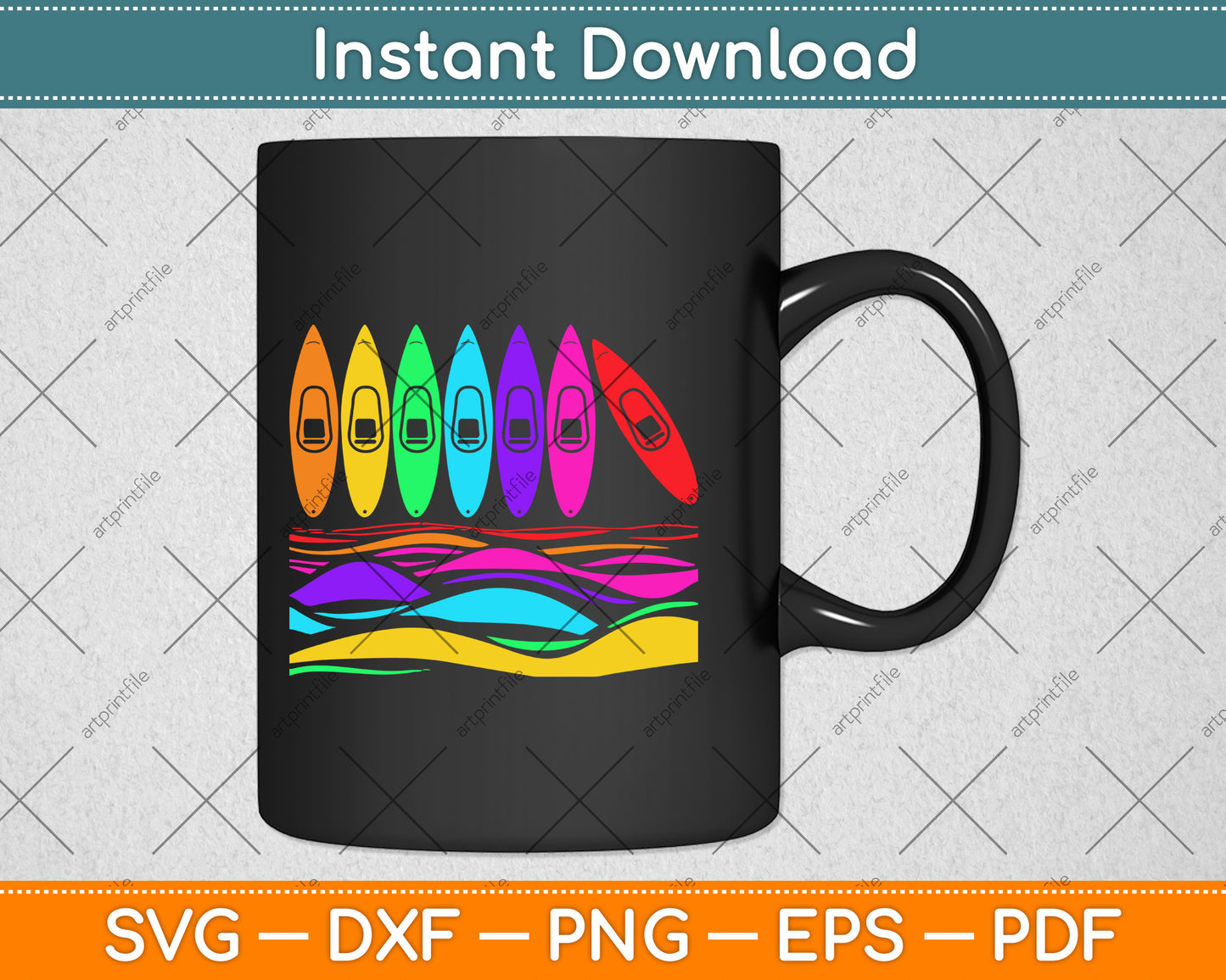 River Kayaking Trip Boating Svg Png Dxf Digital Cutting File