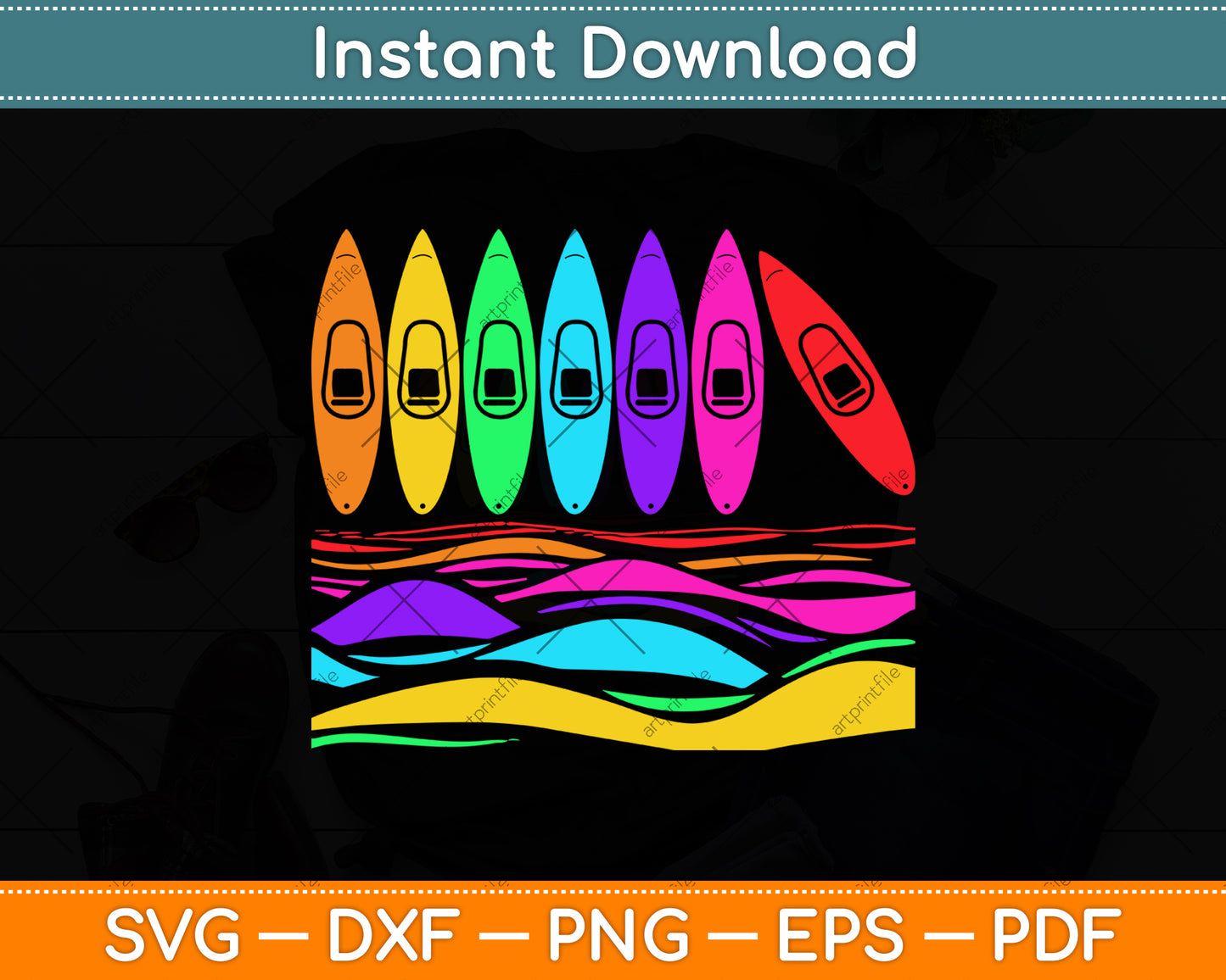 River Kayaking Trip Boating Svg Png Dxf Digital Cutting File