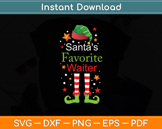 Santa's Favorite Waiter Cute Waitress Christmas Svg Png Dxf Digital Cutting File