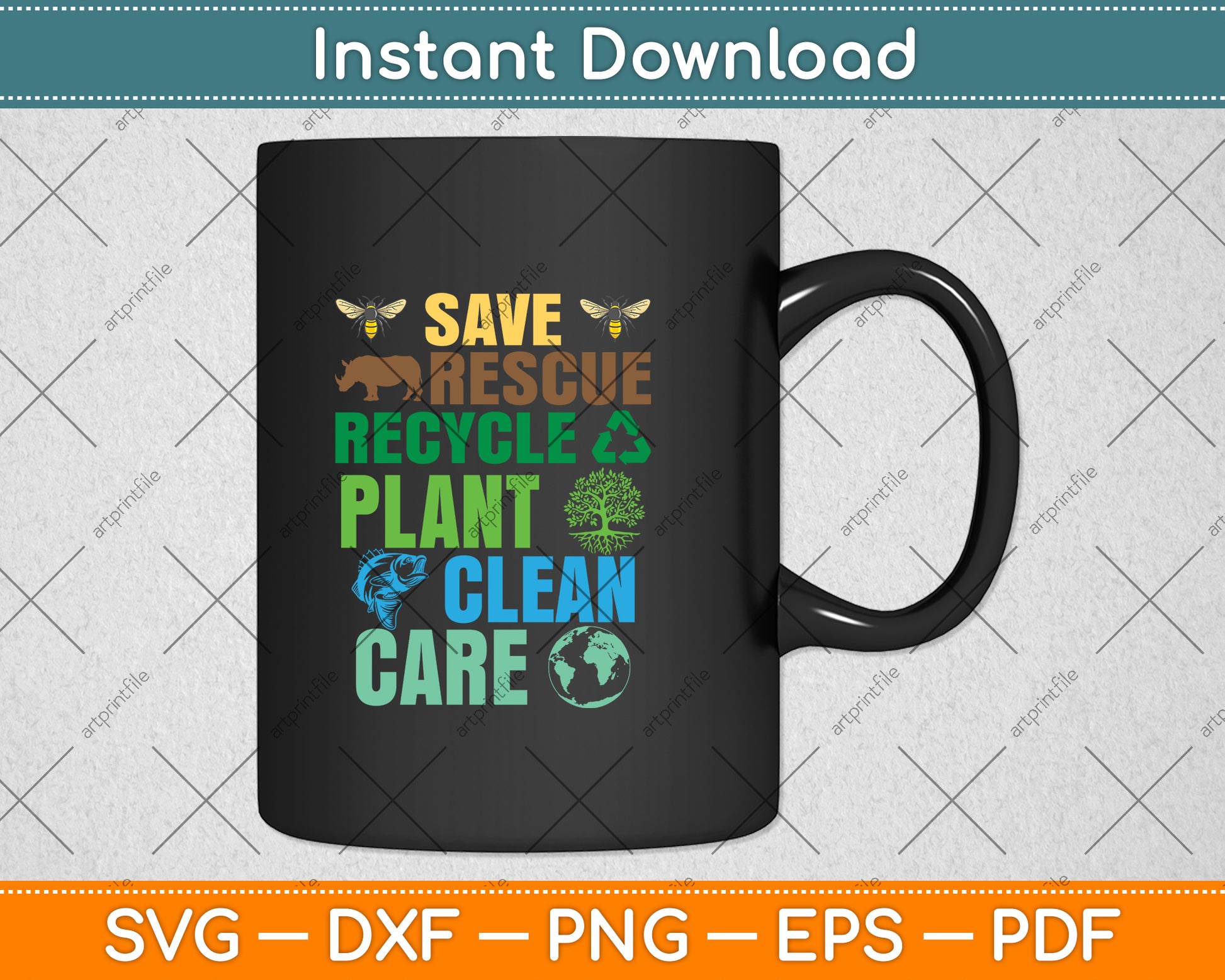 Save Bees Rescue Animals Recycle Plastic Earth Day Svg Png Dxf Digital Cutting File