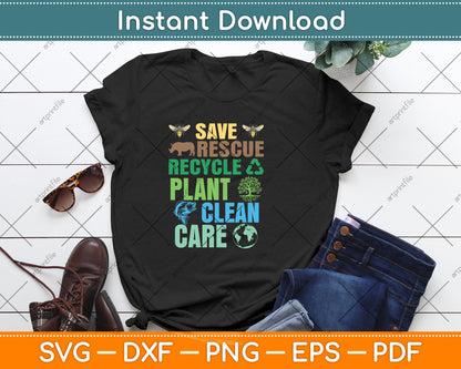 Save Bees Rescue Animals Recycle Plastic Earth Day Svg Png Dxf Digital Cutting File