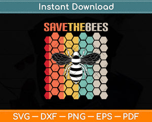 Save The Bees Retro Style Climate Change Svg Png Dxf Digital Cutting File