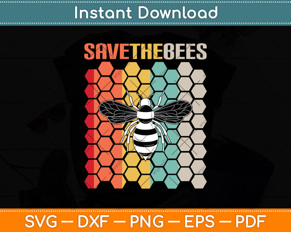 Save The Bees Retro Style Climate Change Svg Png Dxf Digital Cutting File